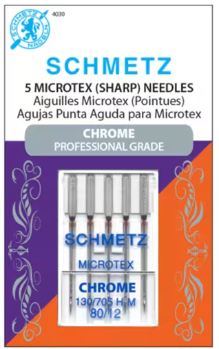 Chrome Microtex Schmetz Needle 5 ct, Size 80/12