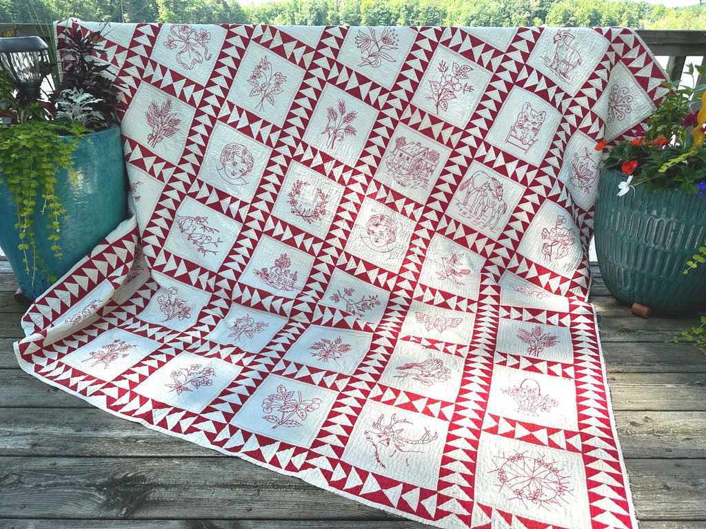 Quilts Using Redwork Patterns Block of the Week | Sentimental Stitches