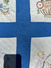 Vintage Embroidered Blue and White Quilt