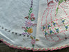 Vintage Embroidered Colonial Lady Table Topper