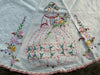 Vintage Embroidered Colonial Lady Table Topper