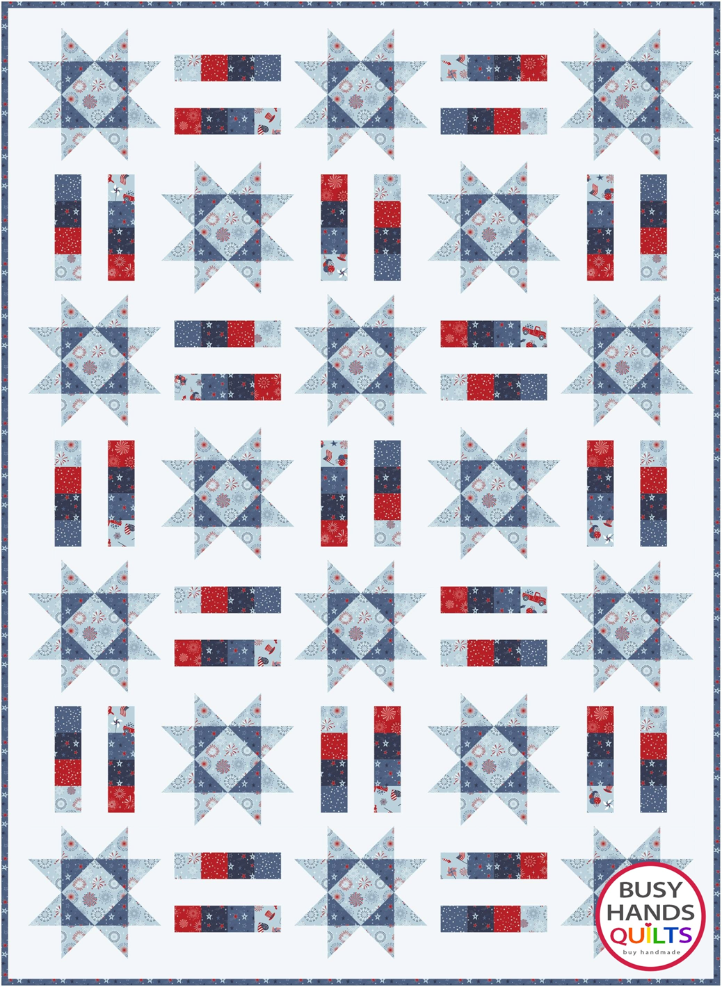 Star Strip Pattern Stars and Stripes Quilt Pattern | Sentimental Stitches